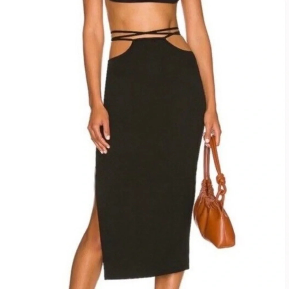 WeWoreWhat Cut Out Midi Skirt in Black Size Medium
